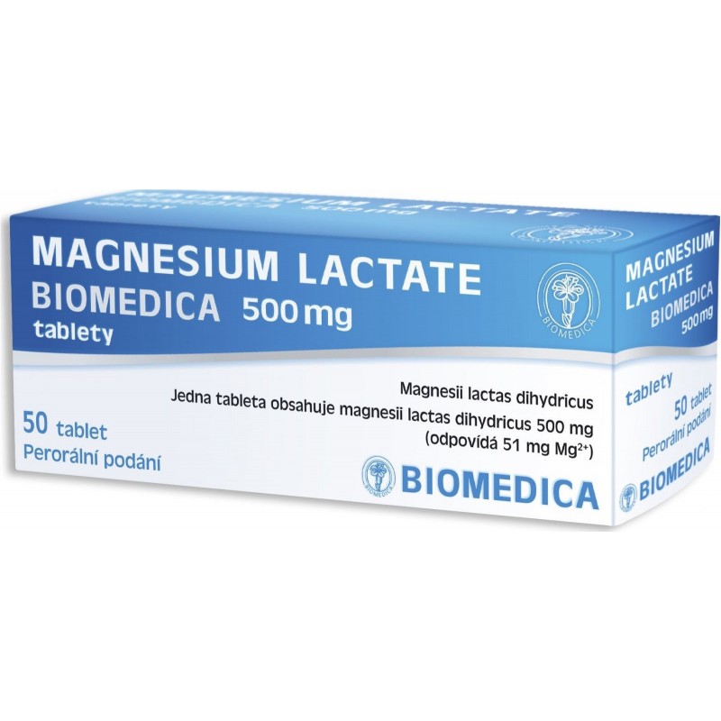 Biomedica MAGNESIUM LACTATE 500 mg 50 tablet Onlinelekarna.cz