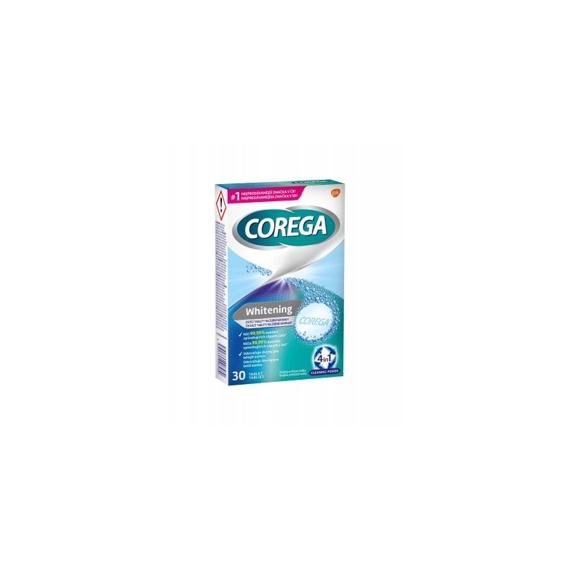Corega Whitening Antibakteriální tablety 30ks