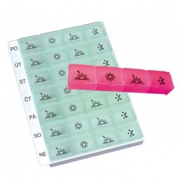 OBZOR Dávkovač léků SET 04 týdenní typ 04 denní