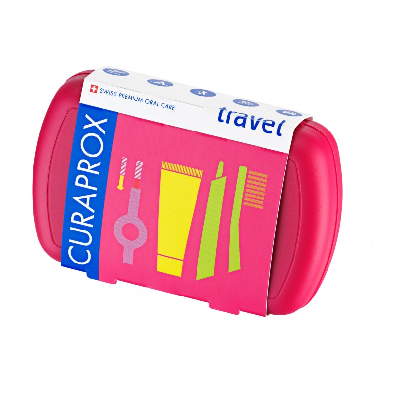 CURAPROX Travel set cestovní sada tmavě růžová