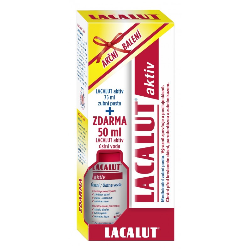 Lacalut Aktiv zub.pasta 75ml + ústní voda 50ml ZDARMA