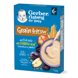 GERBER Natural Mléčná kaše pšenično-ovesná jablko a švestka 220 g 