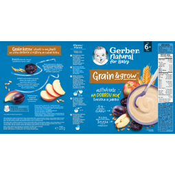 GERBER Natural Mléčná kaše pšenično-ovesná jablko a švestka 220 g 