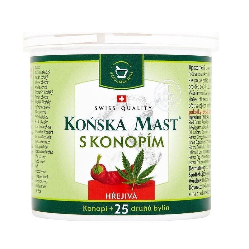 SWISSMEDICUS Koňská mast s konopím hřejivá 250 ml