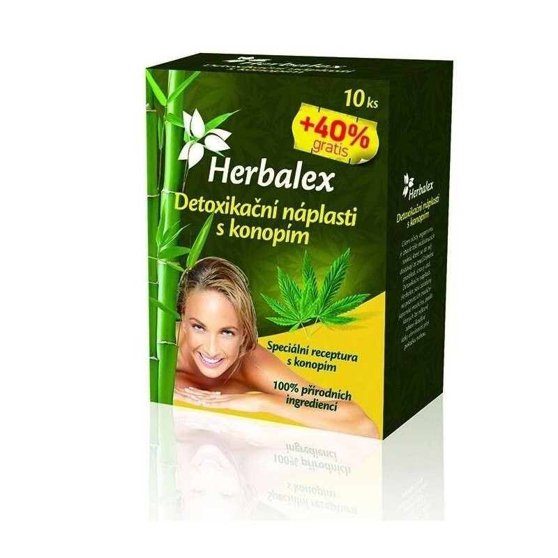HERBALEX Detoxikační náplast s konopím 10 ks + 40 % zdarma