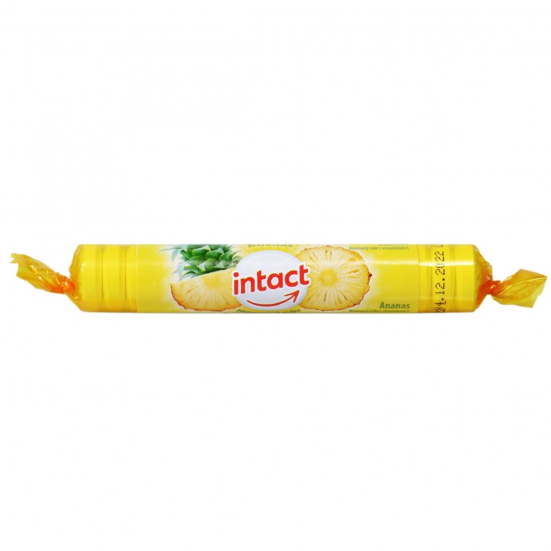 Intact Hroznový cukr s vitaminem C ananas rolička 40 g