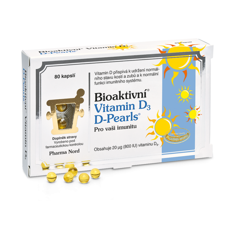 Bioaktivní Vitamin D3 D Pearls 20mcg 80 kapslí Onlinelekarna.cz