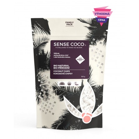 SENSE COCO Bio kokosové chipsy přírodní / family pack 500 g