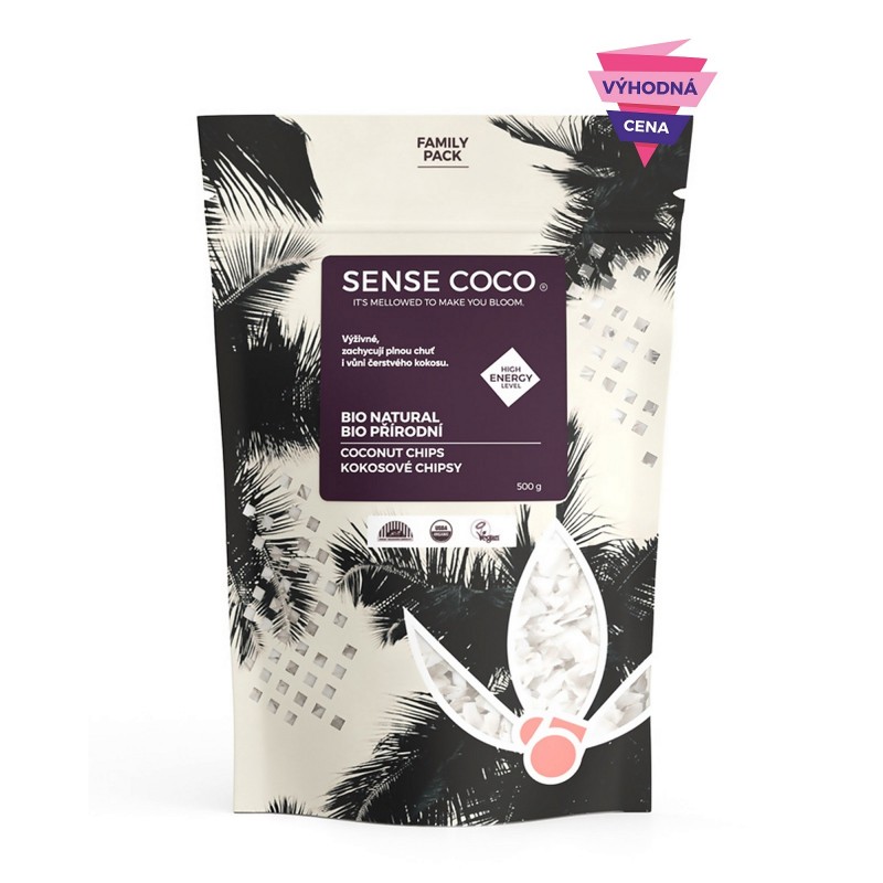 SENSE COCO Bio kokosové chipsy přírodní / family pack 500 g