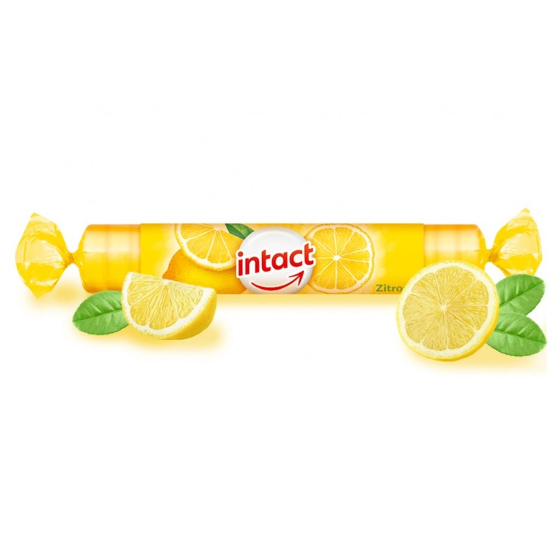 Intact Hroznový cukr s vitaminem C citrón rolička 40 g
