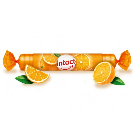 Intact Hroznový cukr s vitaminem C pomeranč rolička 40 g