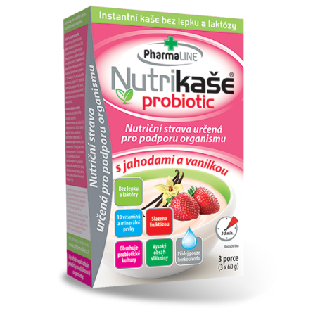 Nutrikaše probiotic s jahodami a vanilkou 3x60 g