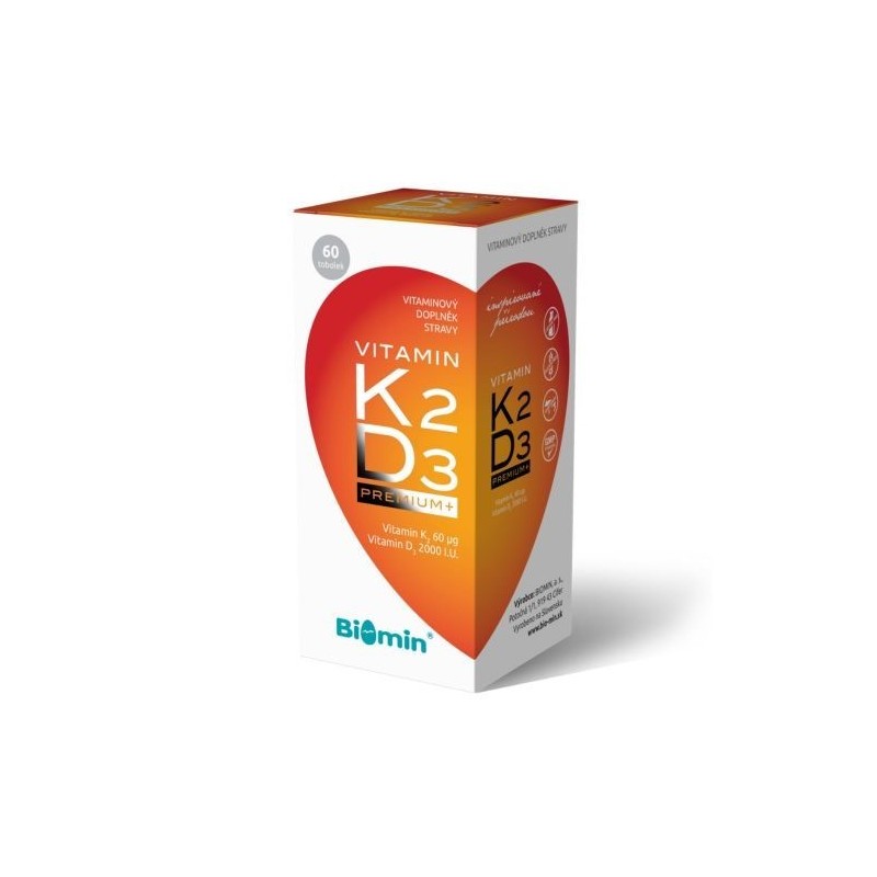 BIOMIN Vitamin K2+D3 Premium+ 60 tobolek Onlinelekarna.cz
