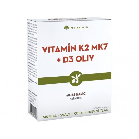 Pharma Activ Vitamín K2 MK7 + D3 OLIV 60+15 tobolek