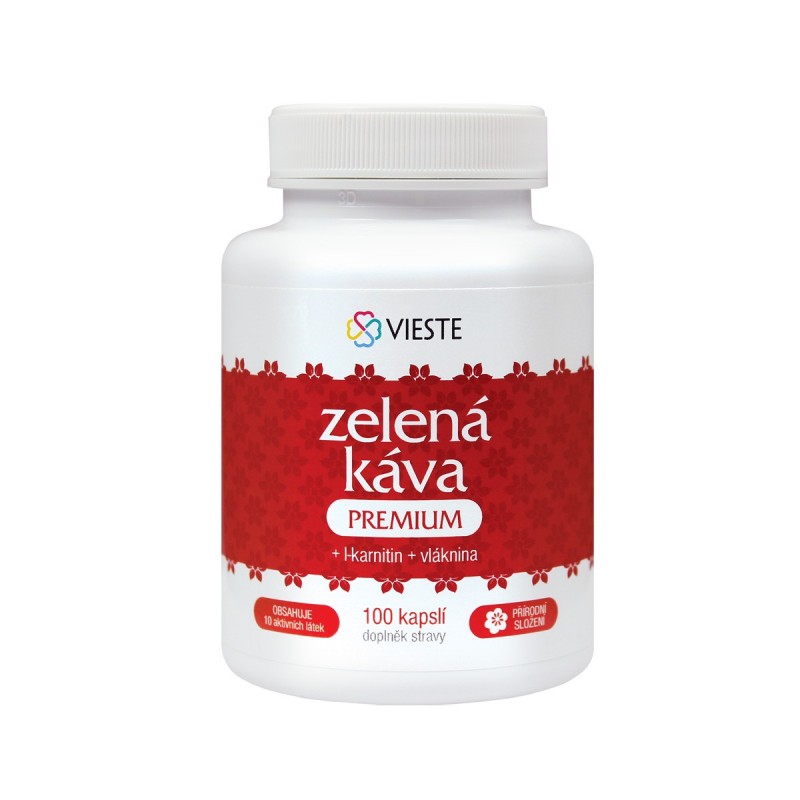 Vieste Zelená káva premium s l-karnitinem a vlákninou 100 kapslí
