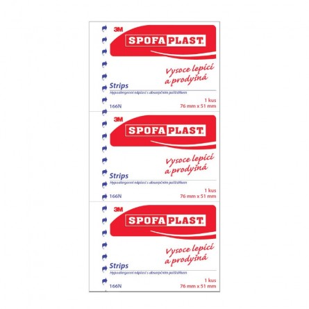 3M SPOFAPLAST 166N Strips náplasti 76 x 51 mm 3 ks