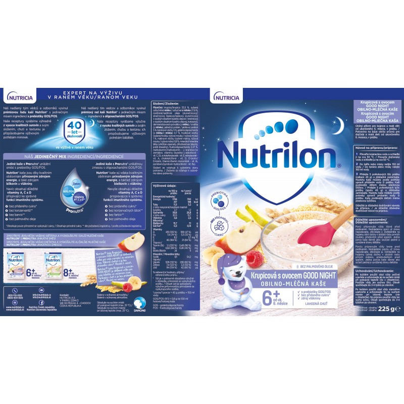 NUTRILON Krupicová kaše s ovocem Good Night 225 g