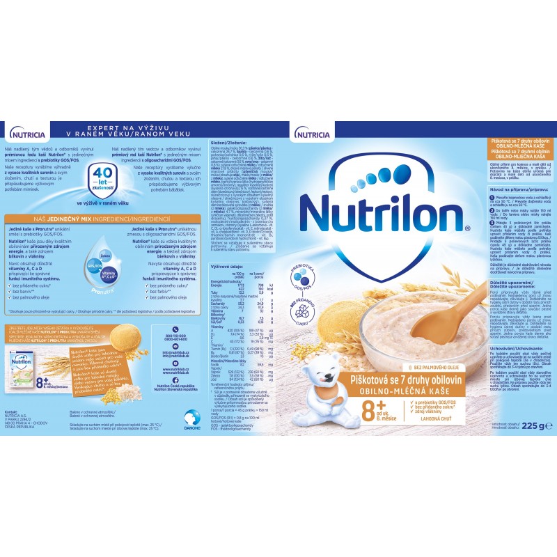 NUTRILON Piškotová kaše se 7 druhy obilovin 225 g