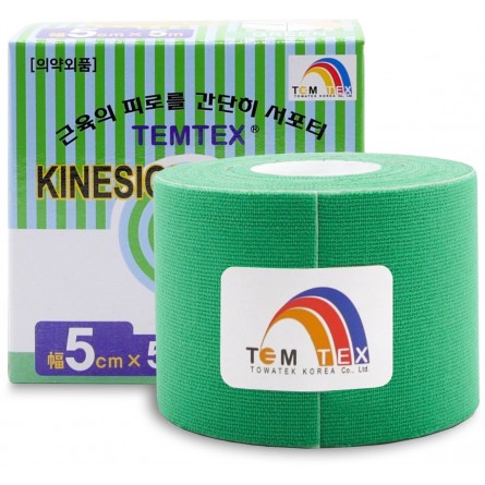 TEMTEX Kinesio tape 5 cm x 5 m tejpovací páska zelená