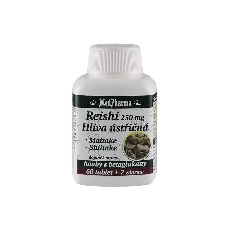 Medpharma Reishi 250 mg + hlíva ústřičná + maitake + shiitake 67 tablet