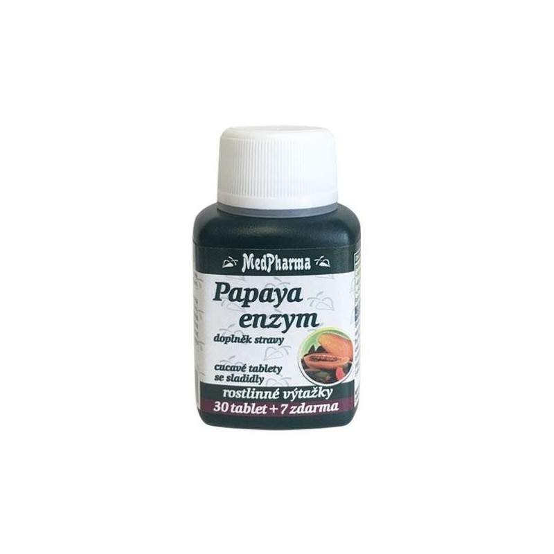 Medpharma Papaya enzym – cucavé pastilky bez cukru 37 tablet