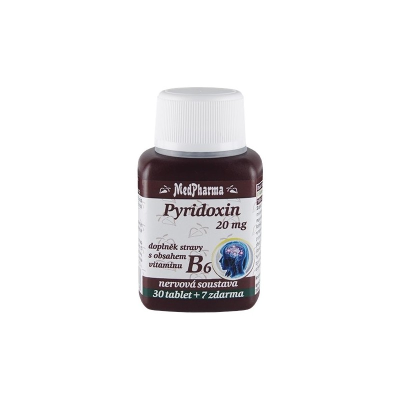Medpharma Pyridoxin 20 mg – doplněk stravy s obsahem vitaminu B6 37 tablet