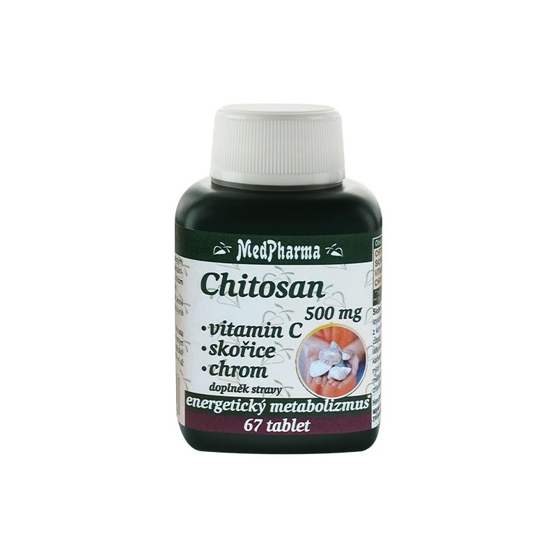 Medpharma Chitosan 500 mg + vitamin C + skořice + chrom 67 tablet