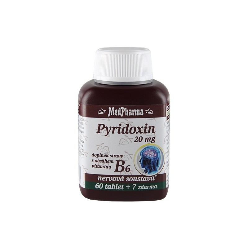 Medpharma Pyridoxin 20 mg – doplněk stravy s obsahem vitaminu B6 67 tablet