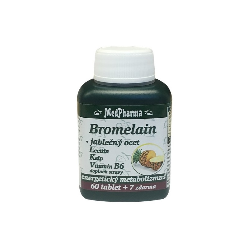 Medpharma Bromelain 300 mg + jabl.ocet + lecitin + kelp + B6 67 tablet