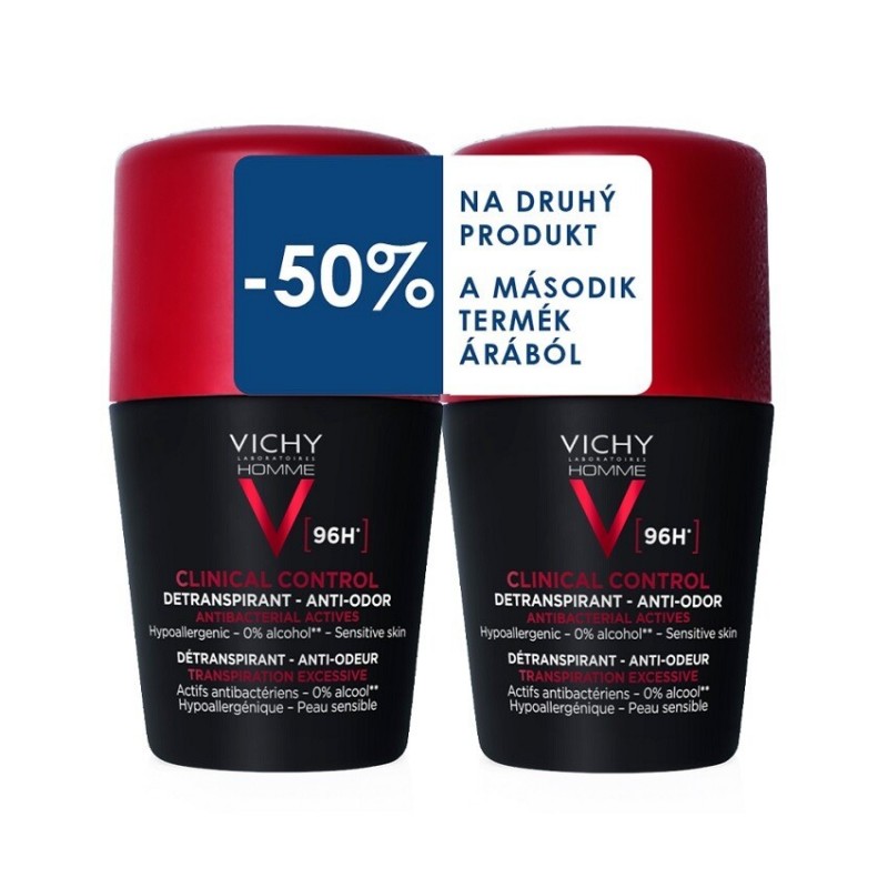 VICHY Homme 96H Detranspirant proti zápachu 2x50 ml