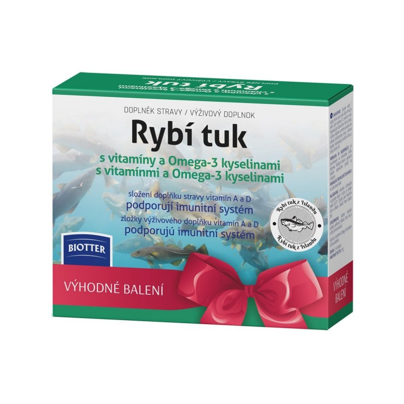 Biotter Rybí tuk s vitamíny a Omega-3 kyselinami 3x60 kapslí