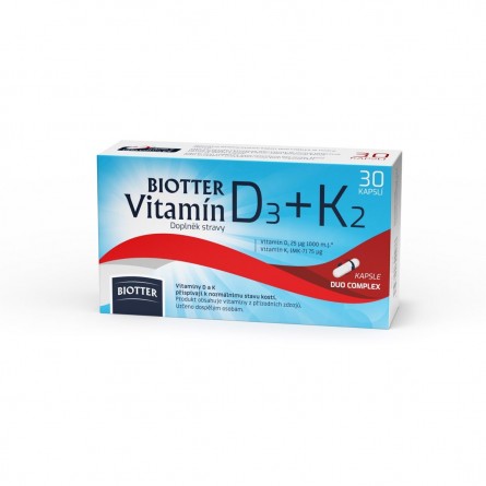 Biotter Vitamín D3 + K2 1000 IU 30 kapslí