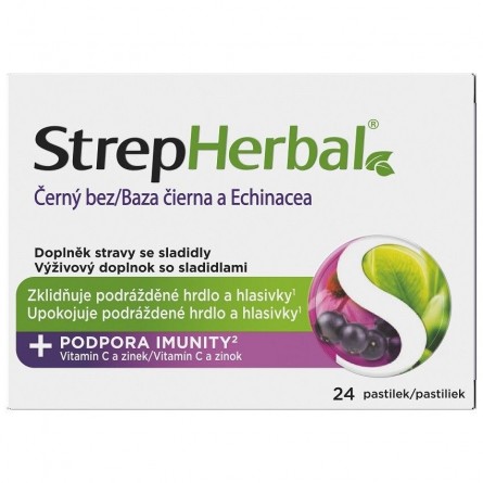 Strepherbal Černý bez a Echinacea 24 pastilek