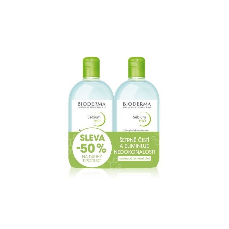 BIODERMA Sébium H2O micelární voda 500 ml 1+1