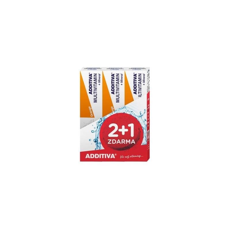 ADDITIVA Multivitamin + Mineral 2+1 pomeranč 3x20 šumivých tablet