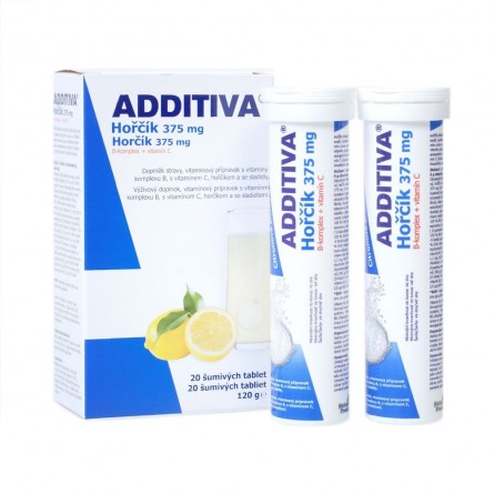 ADDITIVA Horčík 375 mg + B-komplex + vitamín C 20 šumivých tablet
