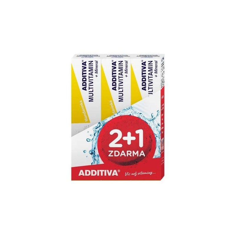 ADDITIVA Multivitamin + Mineral 2+1 mandarinka 3x20 šumivých tablet