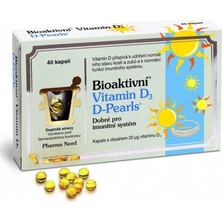 BIOAKTIVNÍ Vitamin D3 D Pearls 20 mcg 40 kapslí