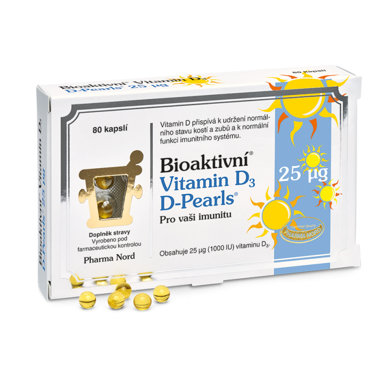 BIOAKTIVNÍ Vitamin D3 D-Pearls 25 mcg 80 kapslí