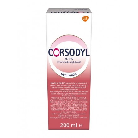 CORSODYL Ústní voda 0,1 % 200 ml