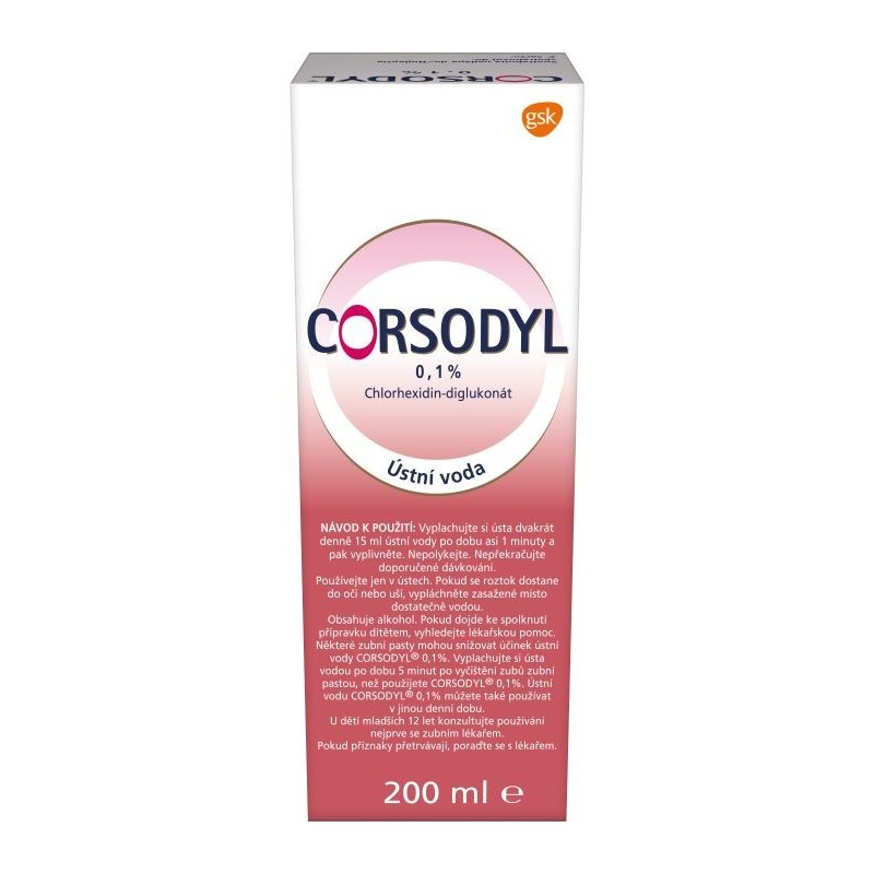 CORSODYL Ústní voda 0,1 % 200 ml