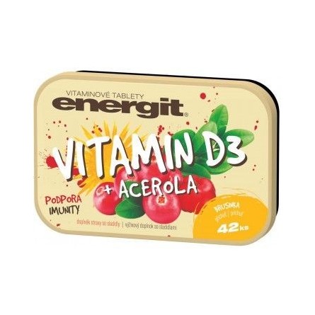 ENERGIT Vitamin D3 + acerola příchuť brusinka 42 tablet