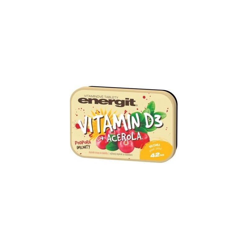 ENERGIT Vitamin D3 + acerola příchuť brusinka 42 tablet