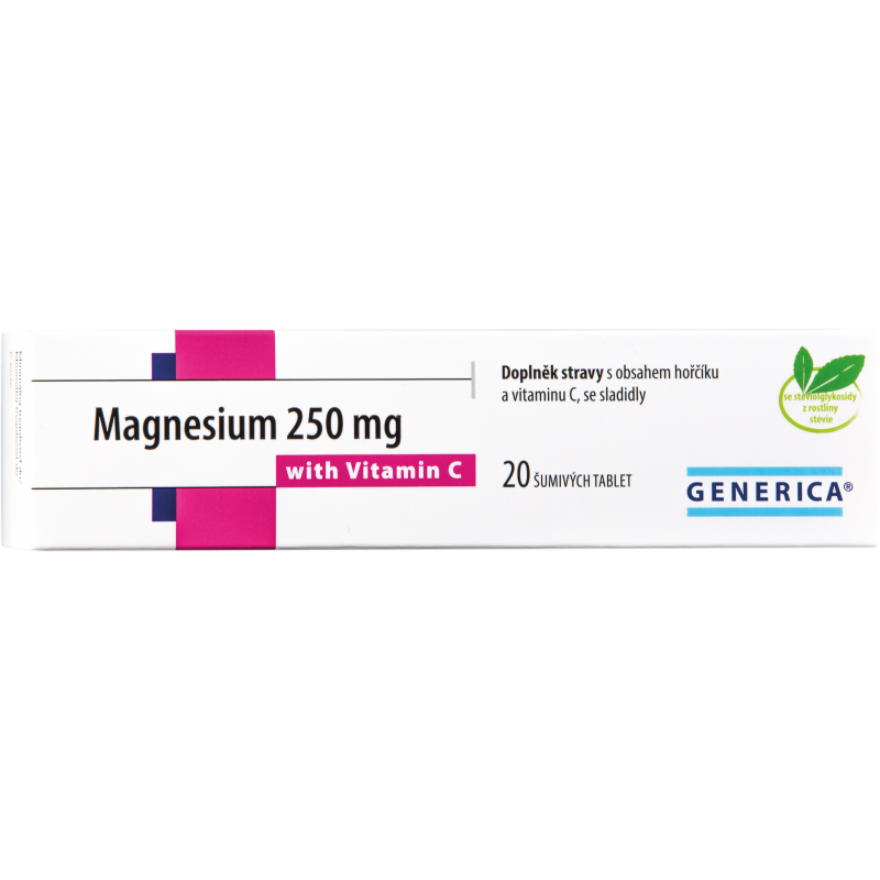 GENERICA Magnesium 375 mg + B6 forte with vitamin C 10 šumivých tablet