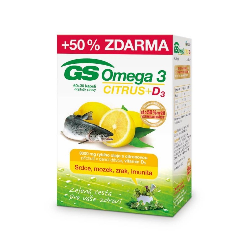 GS Omega 3 citrus + D3 60+30 kapslí