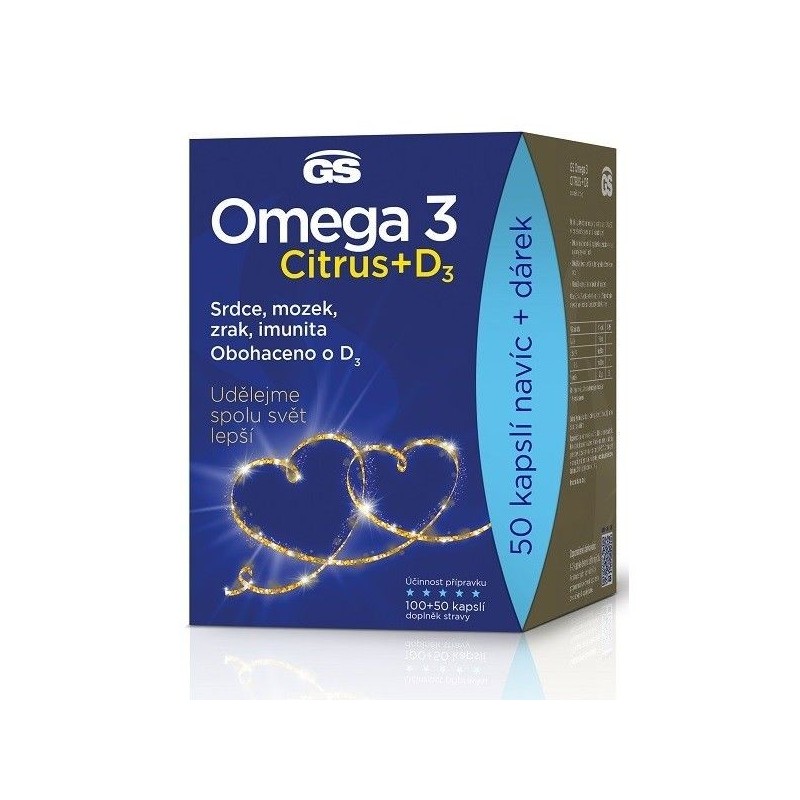 GS Omega 3 citrus + D3 100+50 kapslí + dárek