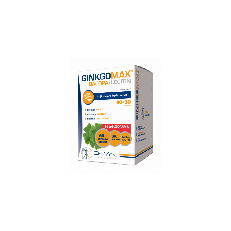 DA VINCI ACADEMIA Ginkgomax bacopa + lecitin 90+30 tobolek