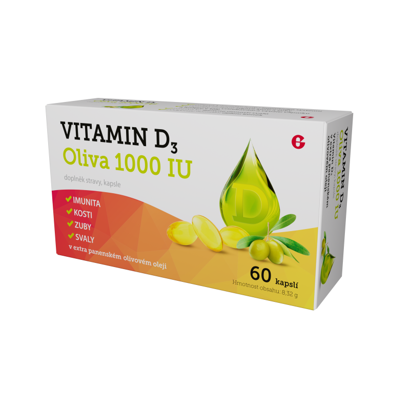 GLENMARK Vitamin D3 oliva 1000 IU 60 kapslí
