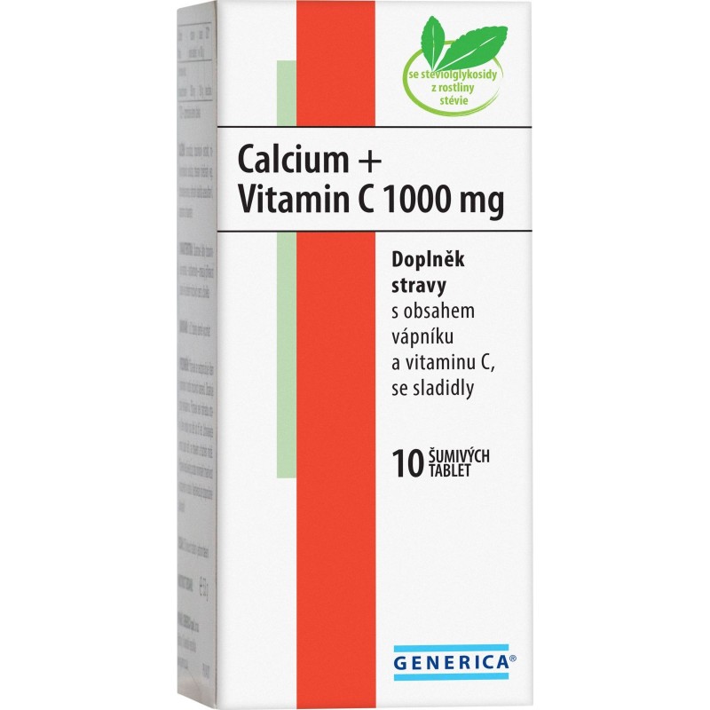 GENERICA Calcium + vitamin C 1000 mg 10 šumivých tablet