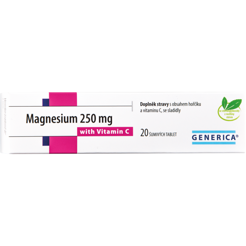 GENERICA Magnesium 250 mg with vitamin C 20 šumivých tablet